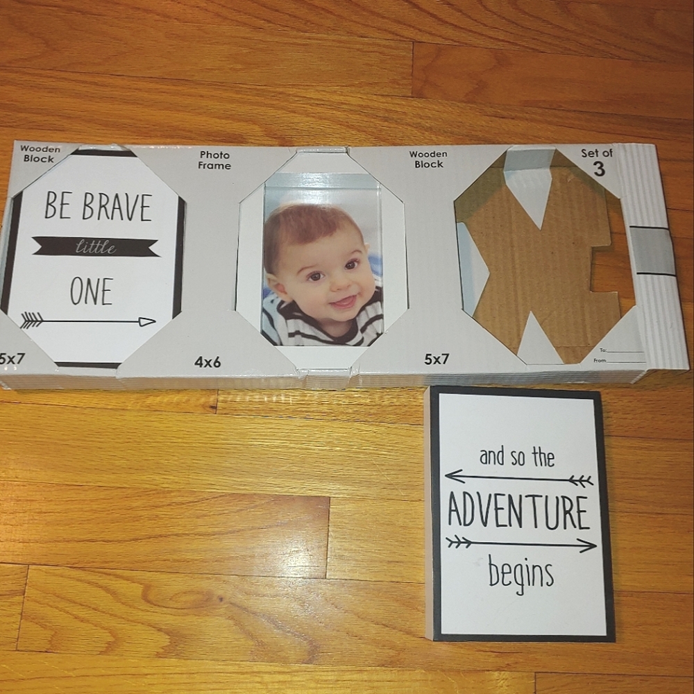cookie & co wooden block picture frame baby be brave little one adventure begins